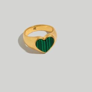 Madewell Malachite Green Heart Signet Ring